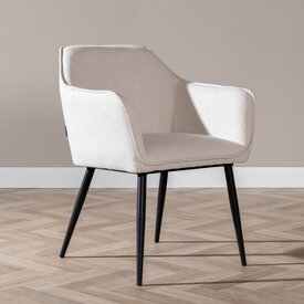 Chaise de salle à manger Ciara tissu lin blanc cassé