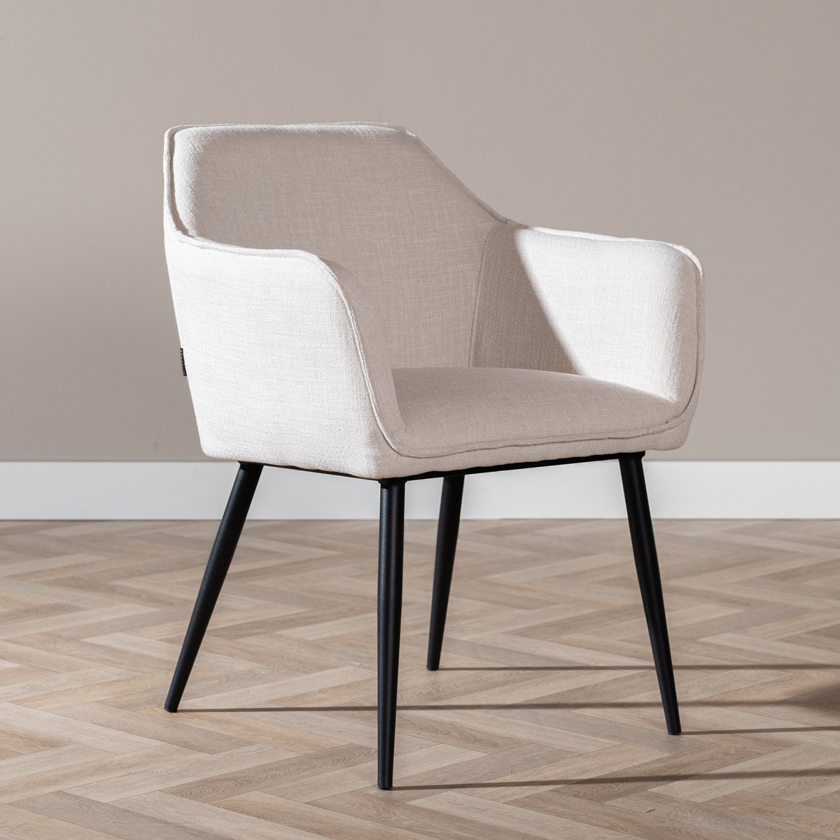 Chaise de salle à manger Ciara tissu lin blanc cassé