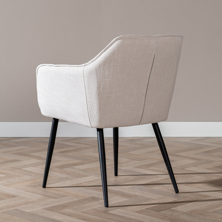 Chaise de salle à manger Ciara tissu lin blanc cassé