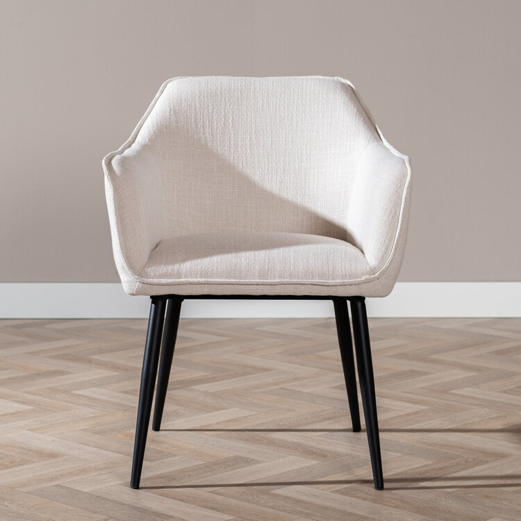 Chaise de salle à manger Ciara tissu lin blanc cassé