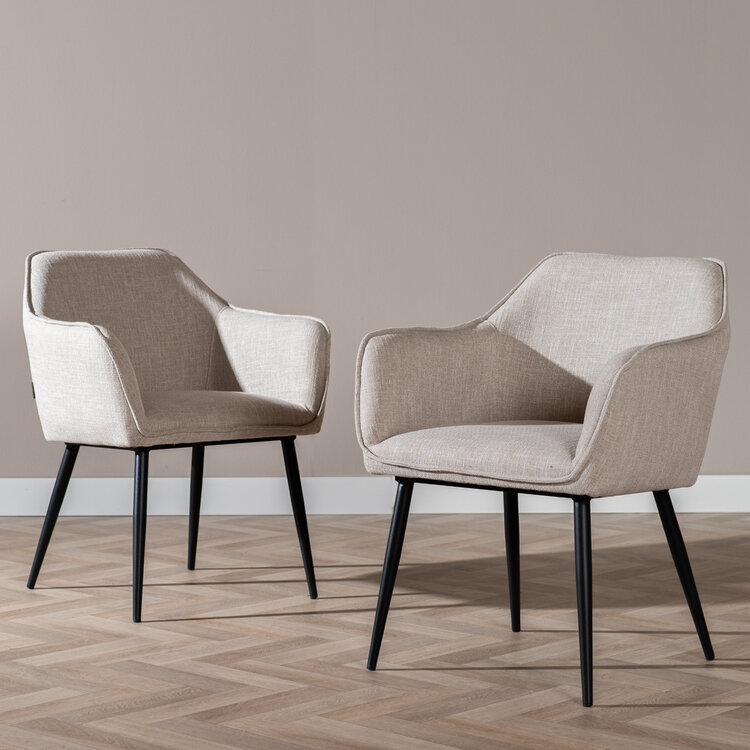 Chaise de salle à manger Ciara tissu lin taupe