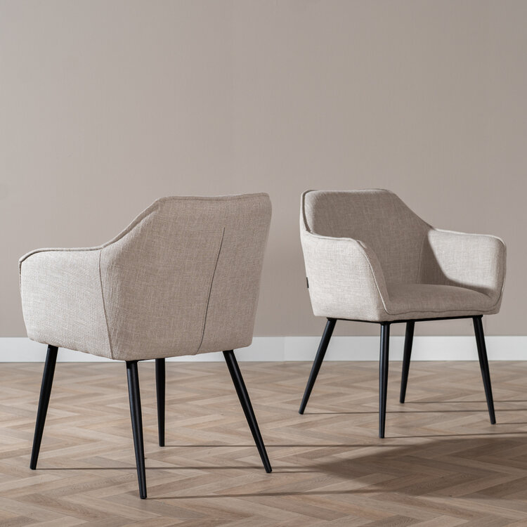 Chaise de salle à manger Ciara tissu lin taupe