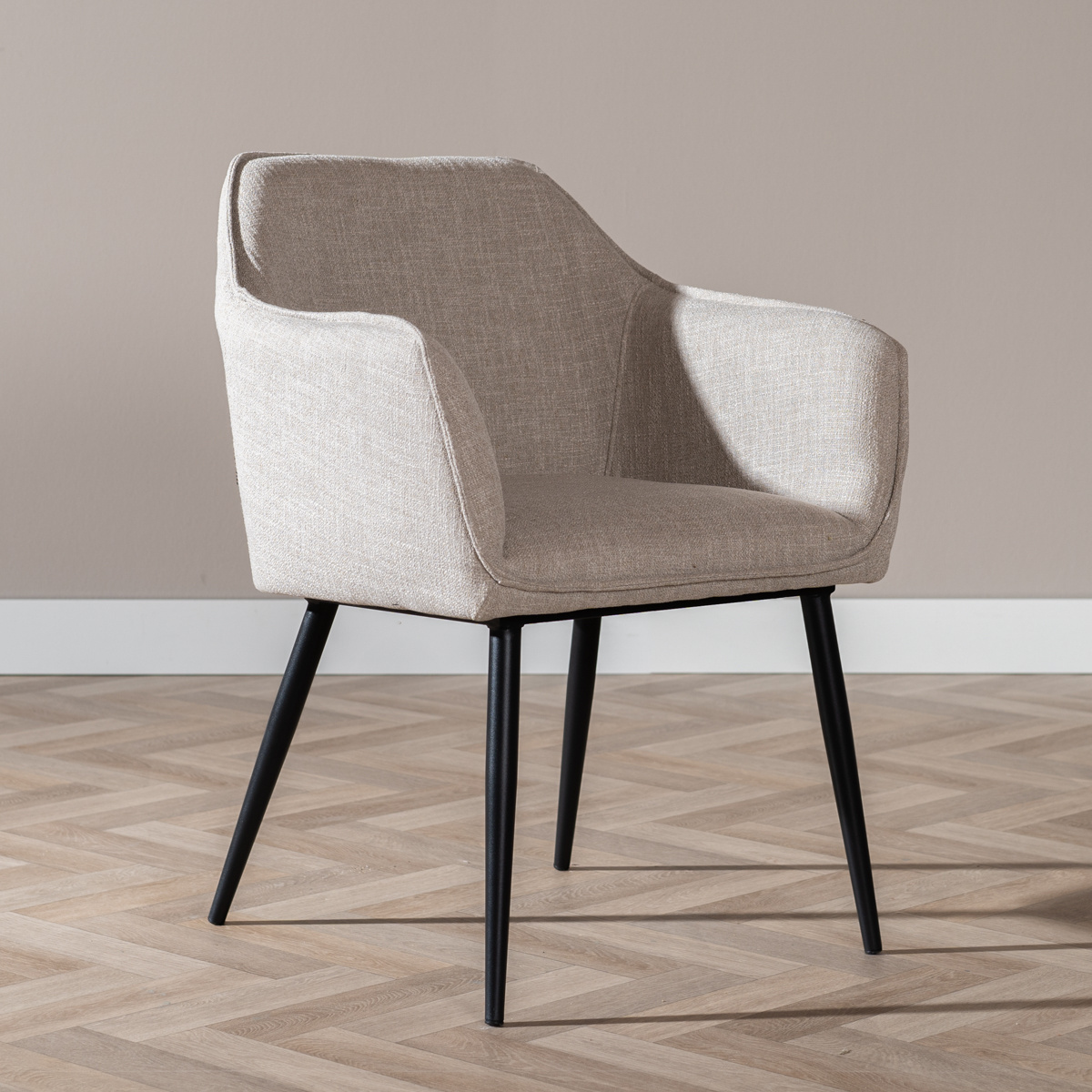 Chaise de salle à manger Ciara tissu lin taupe