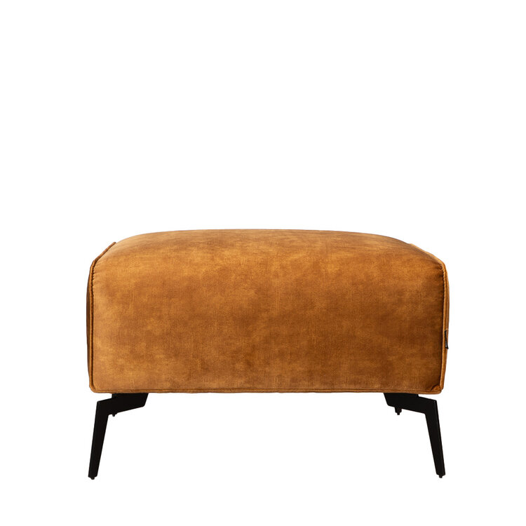 Pouf en velours Vegas jaune ocre / cognac