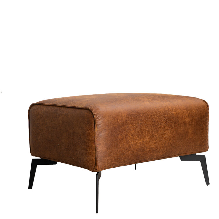 Pouf éco-cuir Vegas cognac