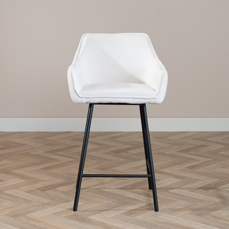 Tabouret de bar scandinave Andor tissu recyclé beige 65-78 cm