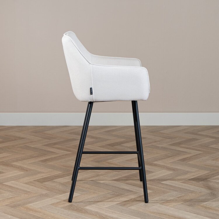 Tabouret de bar scandinave Andor tissu recyclé beige 65-78 cm