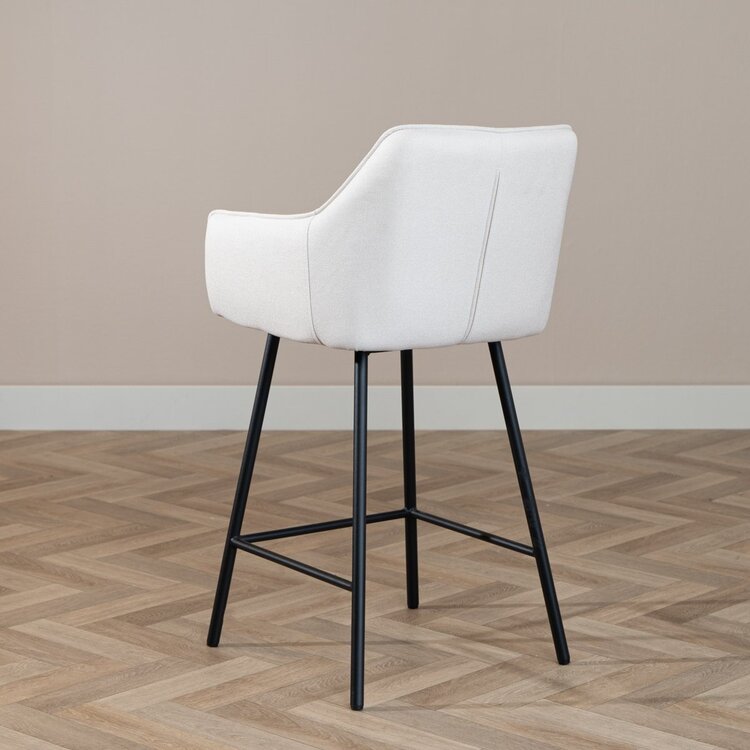 Tabouret de bar scandinave Andor tissu recyclé beige 65-78 cm