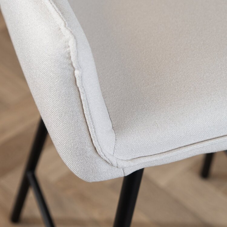 Tabouret de bar scandinave Andor tissu recyclé beige 65-78 cm