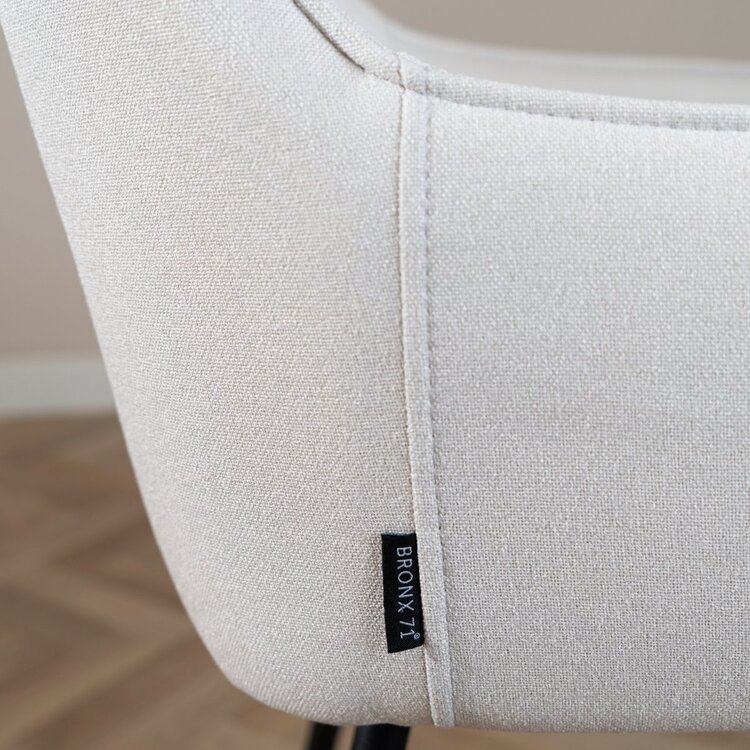 Tabouret de bar scandinave Andor tissu recyclé beige 65-78 cm