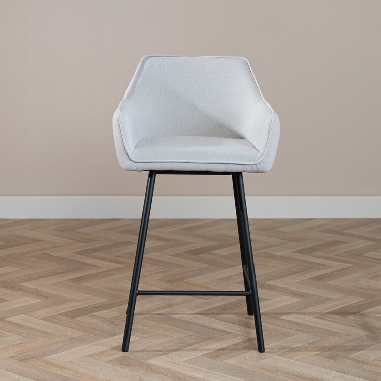 Tabouret de bar scandinave Andor tissu recyclé gris 65-78 cm