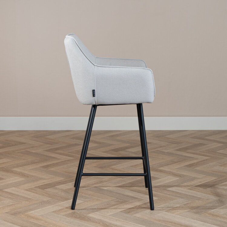 Tabouret de bar scandinave Andor tissu recyclé gris 65-78 cm