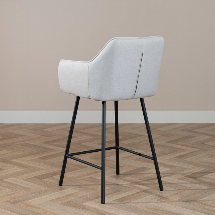 Tabouret de bar scandinave Andor tissu recyclé gris 65-78 cm