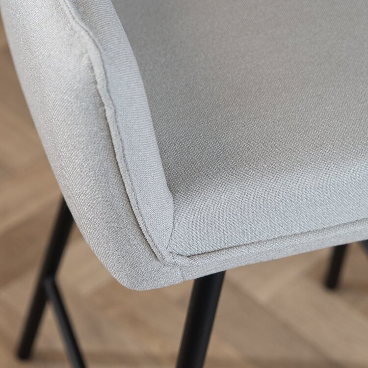 Tabouret de bar scandinave Andor tissu recyclé gris 65-78 cm