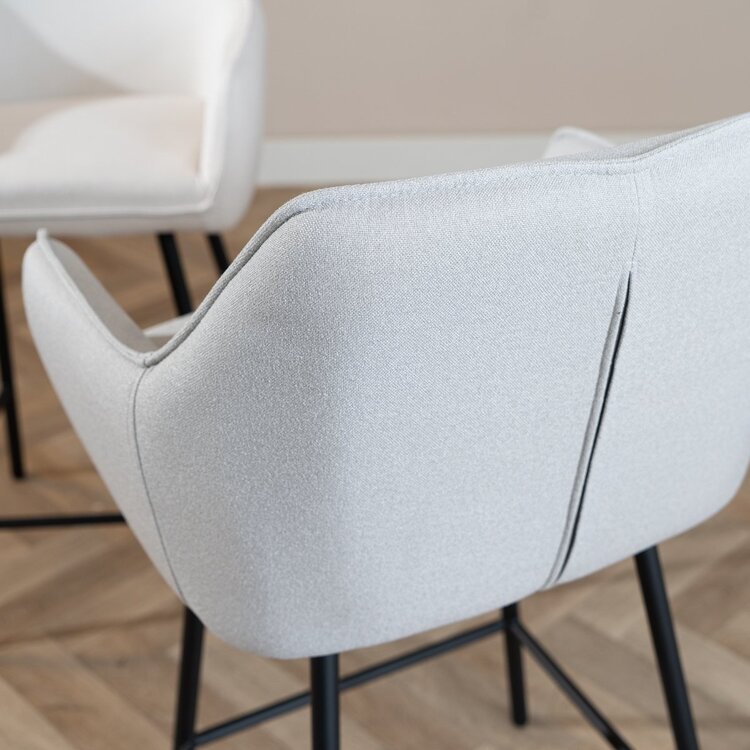 Tabouret de bar scandinave Andor tissu recyclé gris 65-78 cm