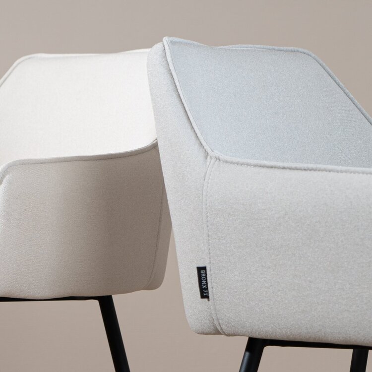 Tabouret de bar scandinave Andor tissu recyclé gris 65-78 cm