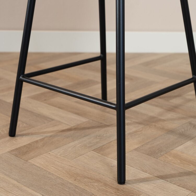 Tabouret de bar scandinave Andor tissu recyclé gris 65-78 cm