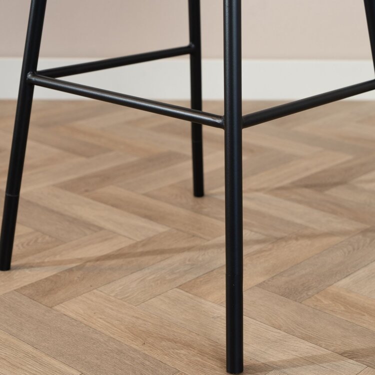 Tabouret de bar scandinave Andor tissu recyclé gris 65-78 cm