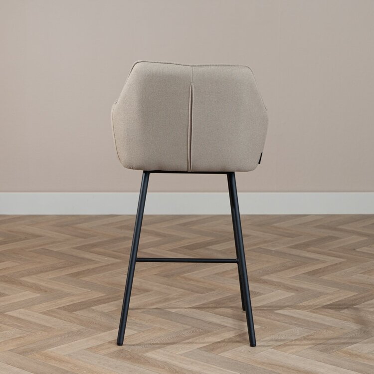 Tabouret de bar scandinave Andor tissu recyclé taupe 65-78 cm