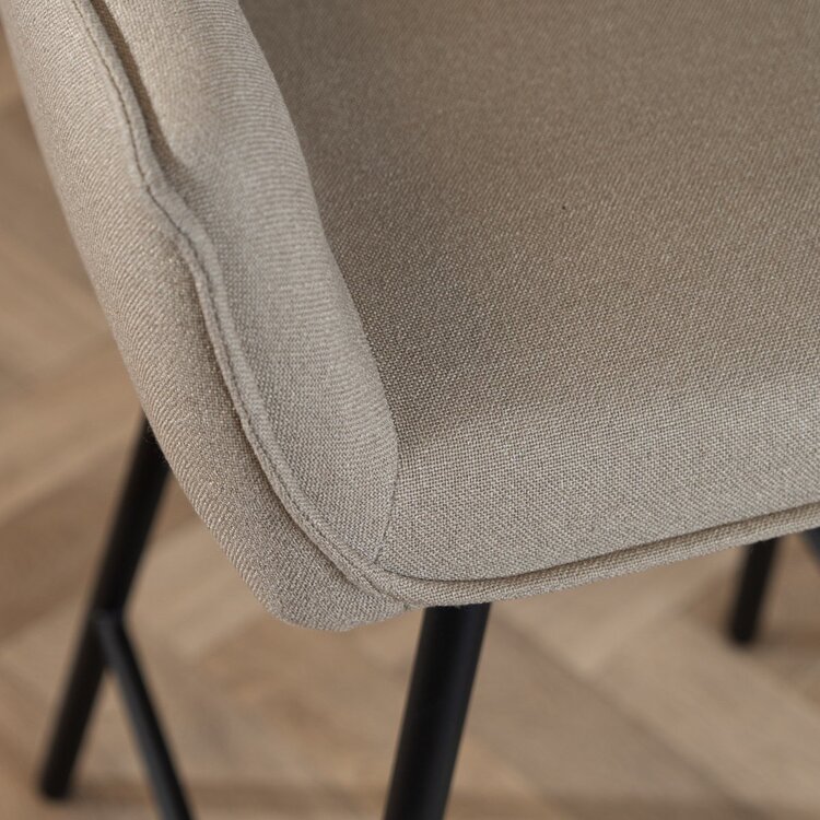 Tabouret de bar scandinave Andor tissu recyclé taupe 65-78 cm