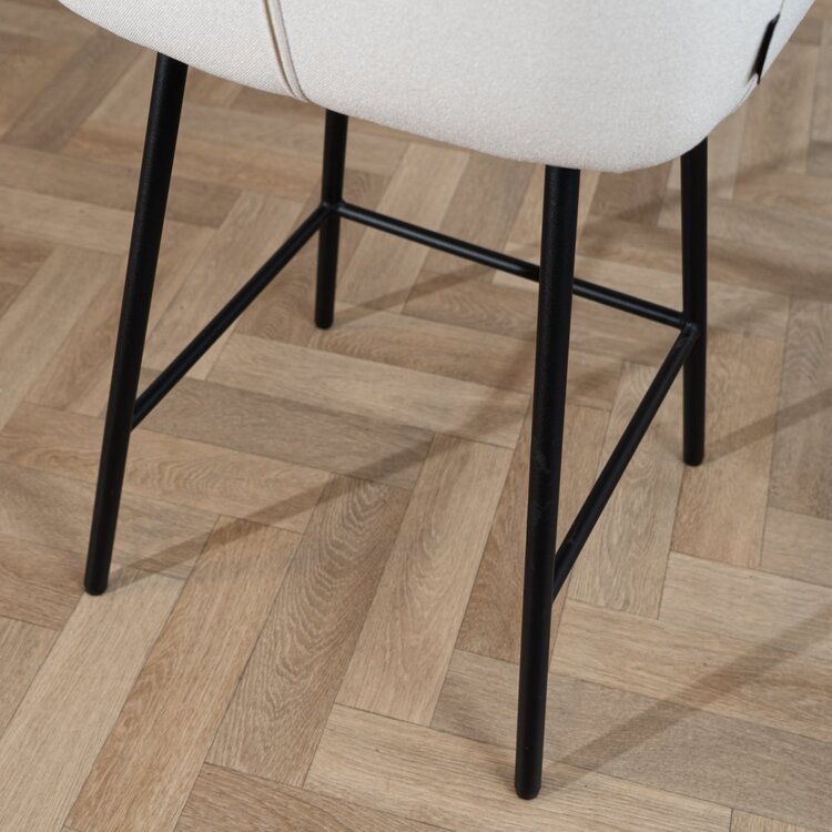 Tabouret de bar scandinave Andor tissu recyclé taupe 65-78 cm