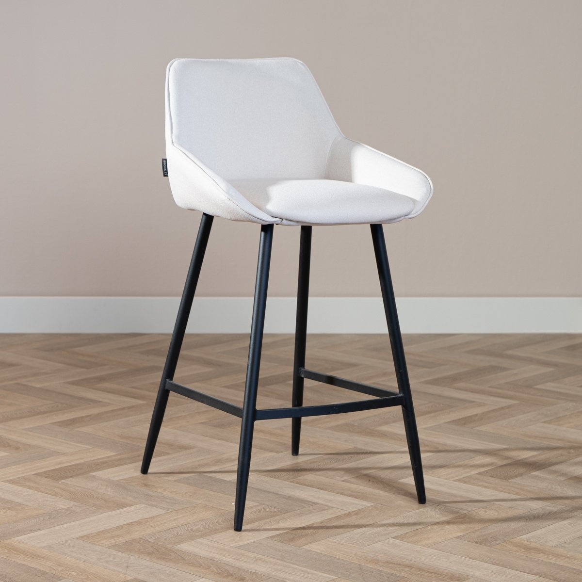 Tabouret de bar scandinave Lova en tissu recyclé beige 68 cm