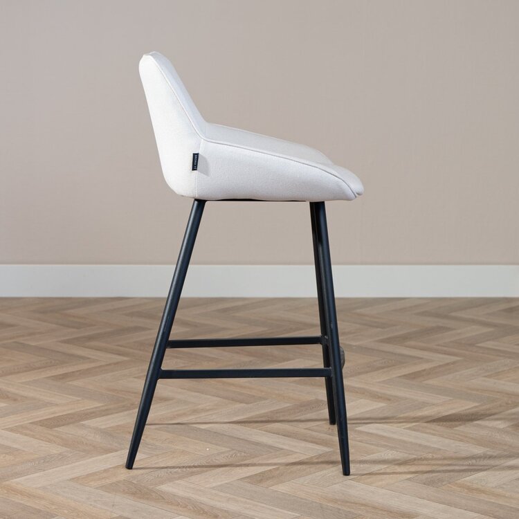Tabouret de bar scandinave Lova en tissu recyclé beige 68 cm