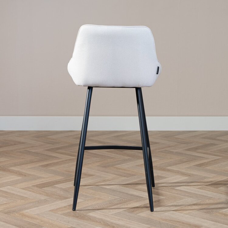 Tabouret de bar scandinave Lova en tissu recyclé beige 68 cm