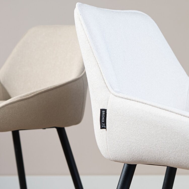 Tabouret de bar scandinave Lova en tissu recyclé beige 68 cm