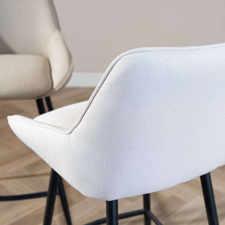 Tabouret de bar scandinave Lova en tissu recyclé beige 68 cm
