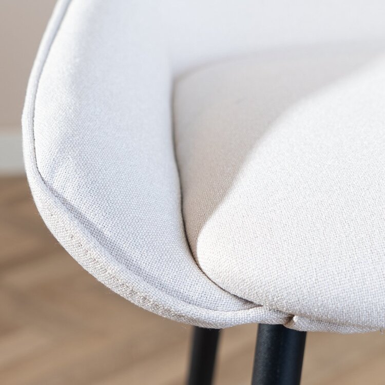 Tabouret de bar scandinave Lova en tissu recyclé beige 68 cm