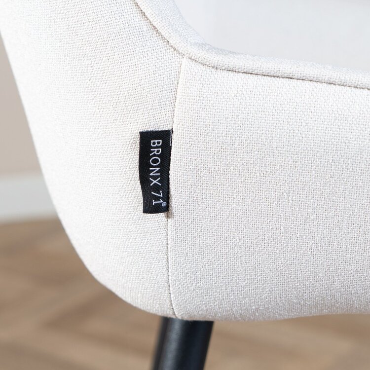 Tabouret de bar scandinave Lova en tissu recyclé beige 68 cm