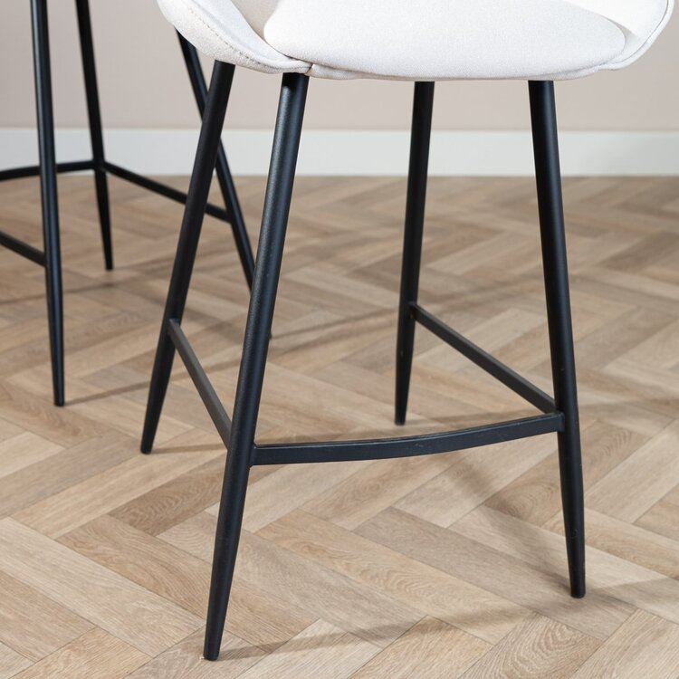 Tabouret de bar scandinave Lova en tissu recyclé beige 68 cm