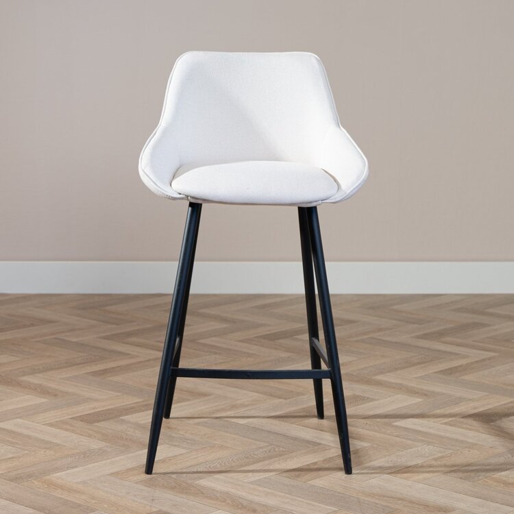 Tabouret de bar scandinave Lova en tissu recyclé beige 68 cm