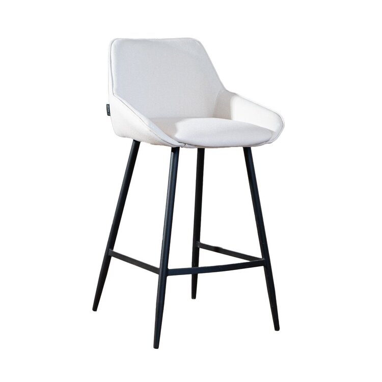 Tabouret de bar scandinave Lova en tissu recyclé beige 68 cm