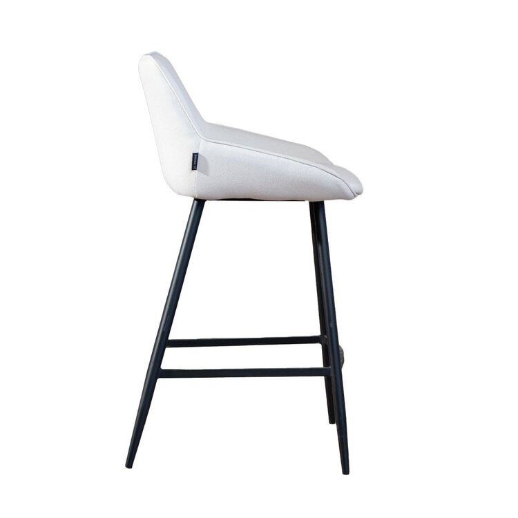 Tabouret de bar scandinave Lova en tissu recyclé beige 68 cm