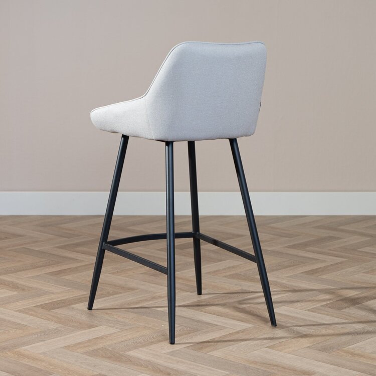 Tabouret de bar scandinave Lova en tissu recyclé gris 68 cm