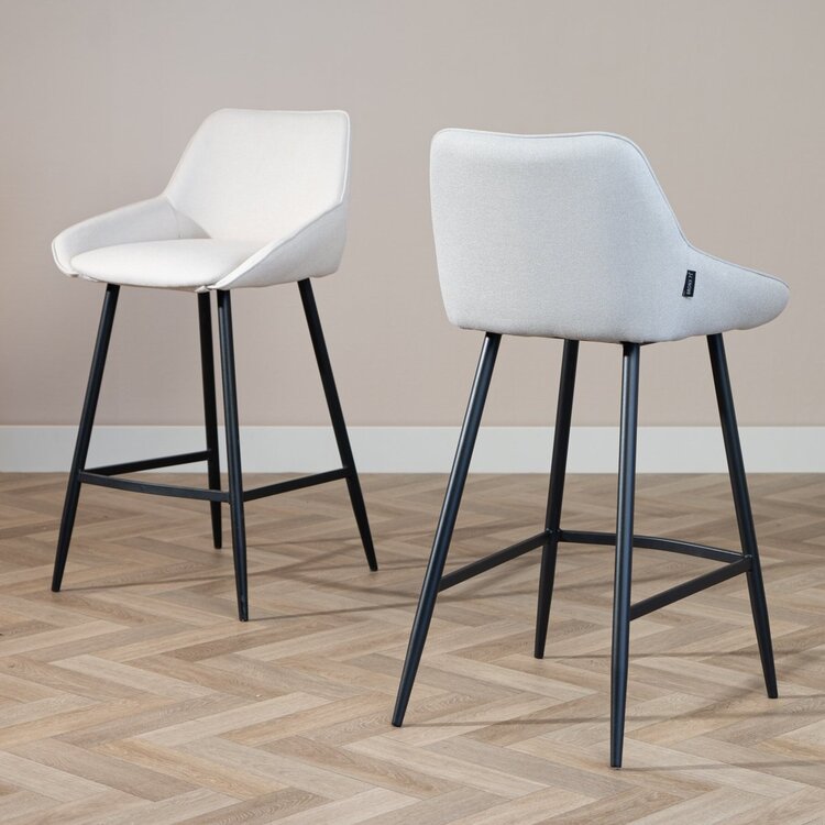 Tabouret de bar scandinave Lova en tissu recyclé gris 68 cm