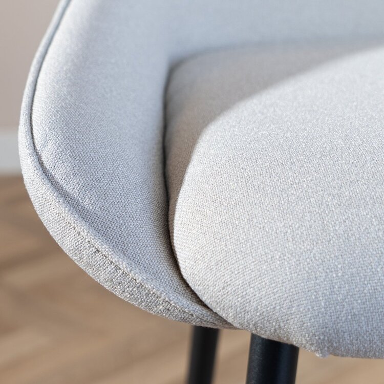 Tabouret de bar scandinave Lova en tissu recyclé gris 68 cm