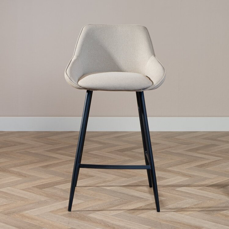 Tabouret de bar scandinave Lova en tissu recyclé taupe 68 cm