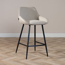 Tabouret de bar scandinave Lova en tissu recyclé taupe 68 cm