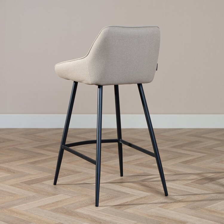 Tabouret de bar scandinave Lova en tissu recyclé taupe 68 cm