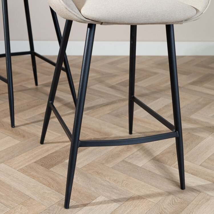 Tabouret de bar scandinave Lova en tissu recyclé taupe 68 cm