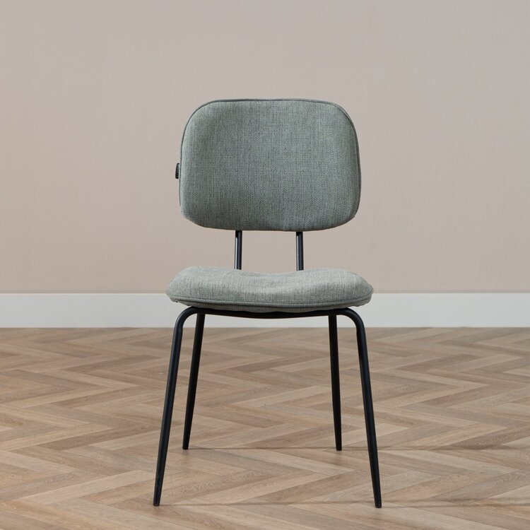 Chaise de salle à manger scandinave Ivar en tissu recyclé vert