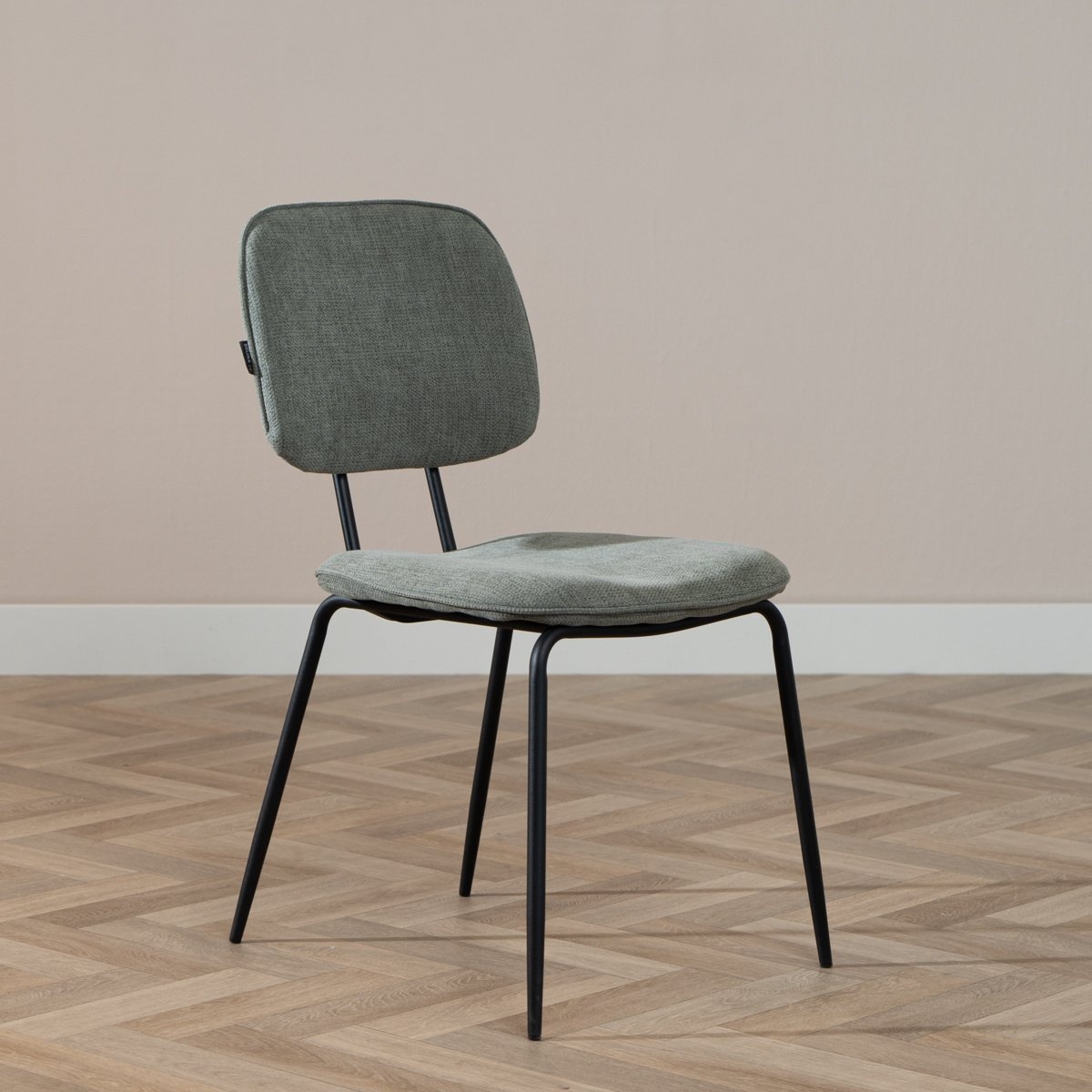 Chaise de salle à manger scandinave Ivar en tissu recyclé vert