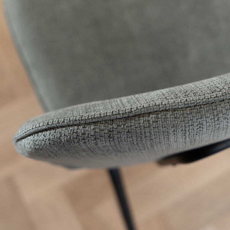 Chaise de salle à manger scandinave Ivar en tissu recyclé vert