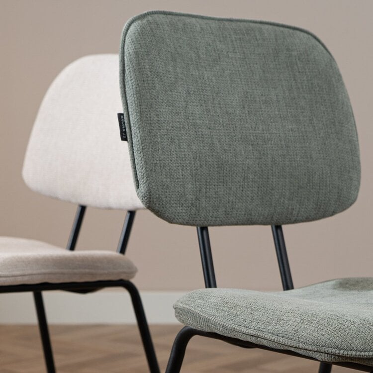 Chaise de salle à manger scandinave Ivar en tissu recyclé vert