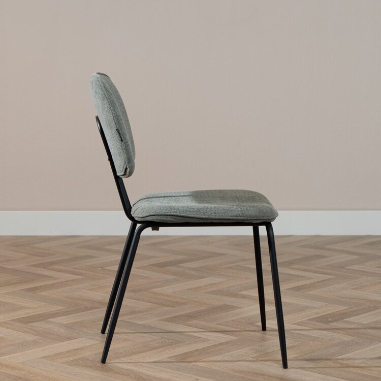 Chaise de salle à manger scandinave Ivar en tissu recyclé vert