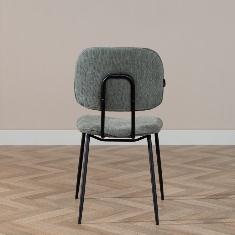 Chaise de salle à manger scandinave Ivar en tissu recyclé vert