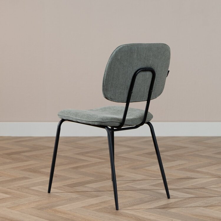 Chaise de salle à manger scandinave Ivar en tissu recyclé vert